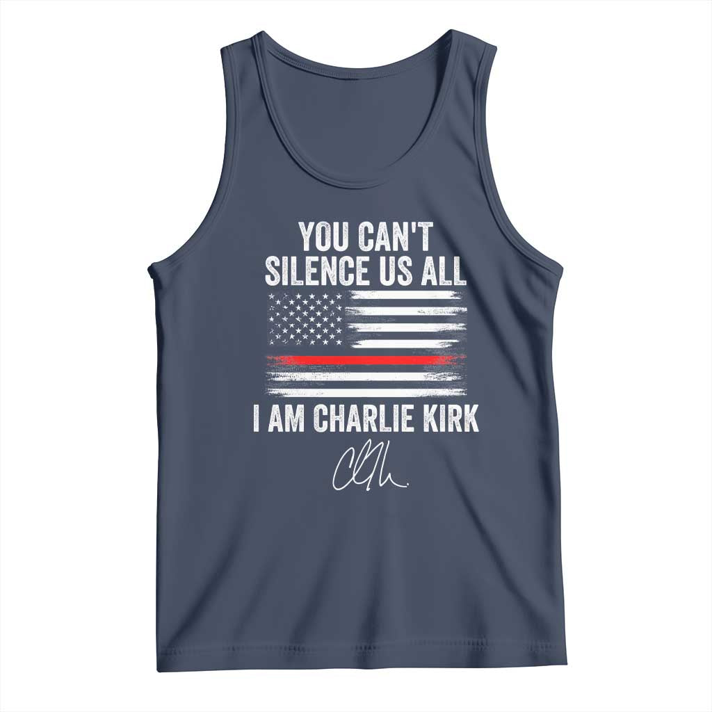 I Am Charlie Kirk Tank Top You Cant Silence Us All Patriotic American Flag TS02 Navy Print Your Wear