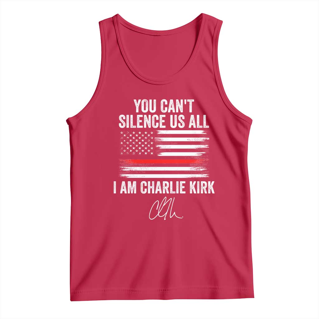 I Am Charlie Kirk Tank Top You Cant Silence Us All Patriotic American Flag TS02 Red Print Your Wear