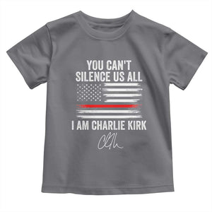 I Am Charlie Kirk Toddler T Shirt You Cant Silence Us All Patriotic American Flag TS02 Charcoal Print Your Wear