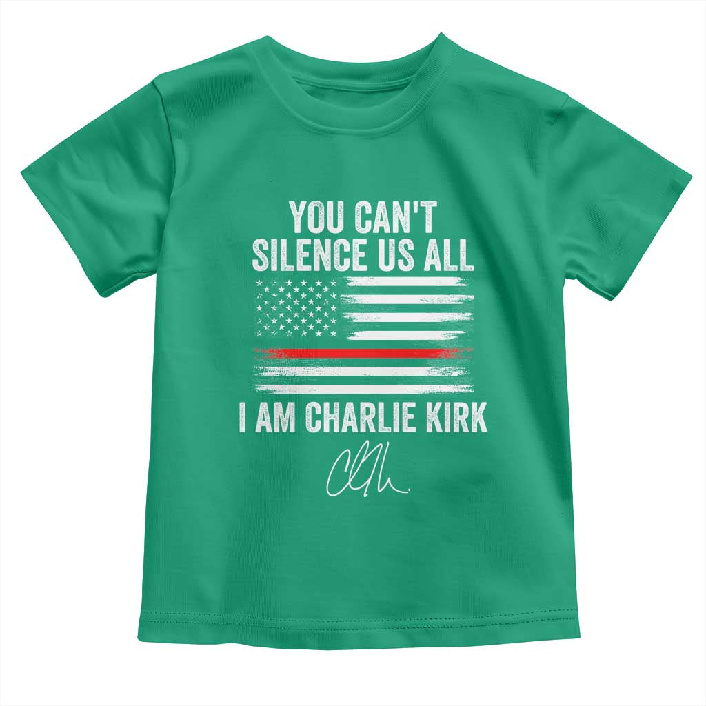 I Am Charlie Kirk Toddler T Shirt You Cant Silence Us All Patriotic American Flag TS02 Irish Green Print Your Wear