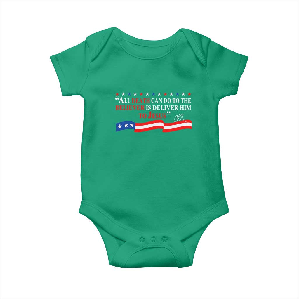 Patriotic Christian Faith Baby Onesie All Death Can Do Is Deliver Him to Jesus TS02 Irish Green Print Your Wear