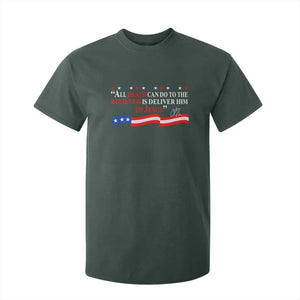 Patriotic Christian Faith T Shirt For Kid All Death Can Do Is Deliver Him to Jesus TS02 Dark Forest Green Print Your Wear
