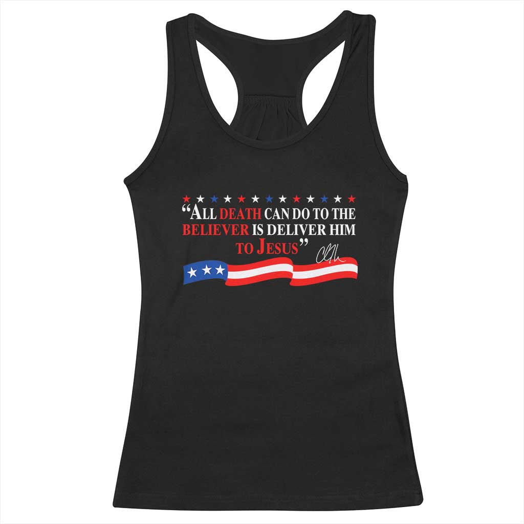 Patriotic Christian Faith Racerback Tank Top All Death Can Do Is Deliver Him to Jesus TS02 Black Print Your Wear