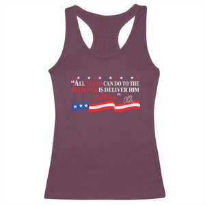 Patriotic Christian Faith Racerback Tank Top All Death Can Do Is Deliver Him to Jesus TS02 Maroon Print Your Wear