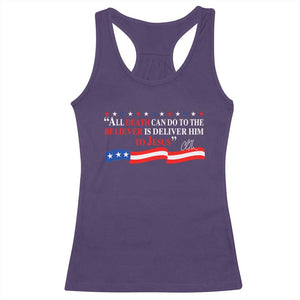 Patriotic Christian Faith Racerback Tank Top All Death Can Do Is Deliver Him to Jesus TS02 Purple Print Your Wear