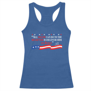 Patriotic Christian Faith Racerback Tank Top All Death Can Do Is Deliver Him to Jesus TS02 Royal Blue Print Your Wear