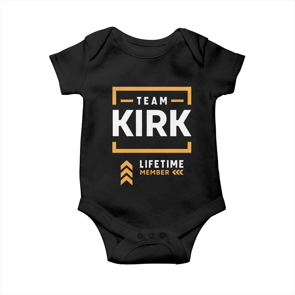 Team Kirk Lifetime Member Baby Onesie American True Patriot Support TS02 Black Print Your Wear