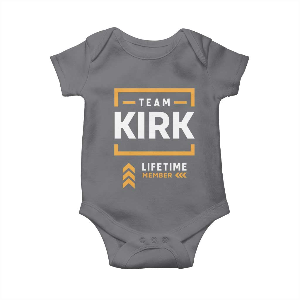 Team Kirk Lifetime Member Baby Onesie American True Patriot Support TS02 Charcoal Print Your Wear