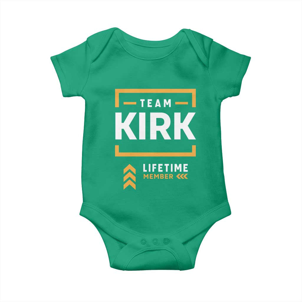 Team Kirk Lifetime Member Baby Onesie American True Patriot Support TS02 Irish Green Print Your Wear