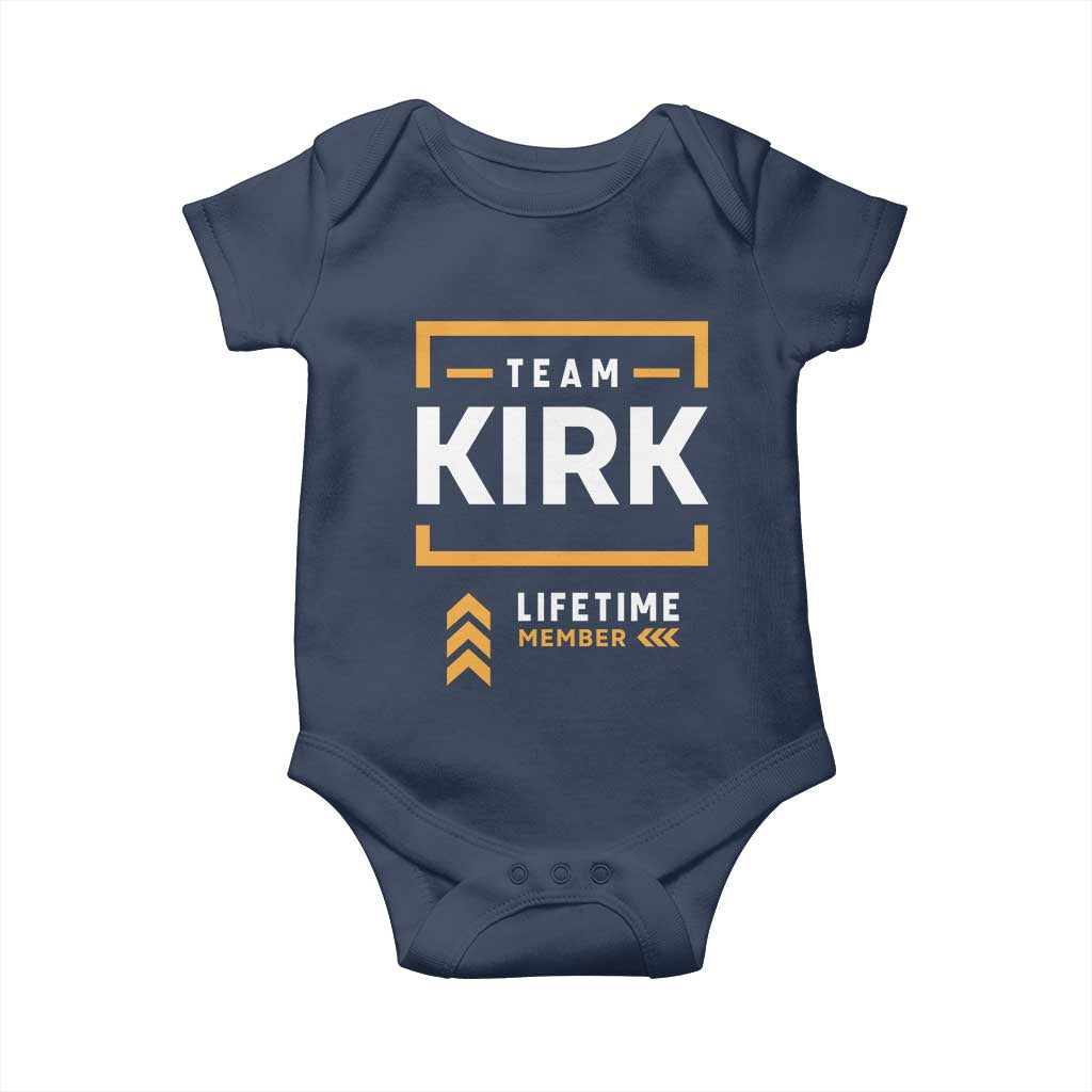 Team Kirk Lifetime Member Baby Onesie American True Patriot Support TS02 Navy Print Your Wear