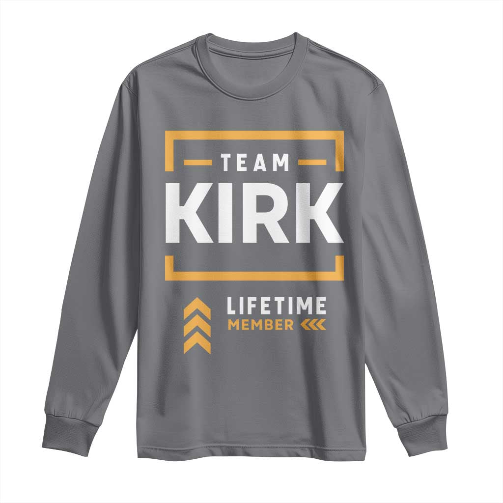 Team Kirk Lifetime Member Long Sleeve Shirt American True Patriot Support TS02 Charcoal Print Your Wear