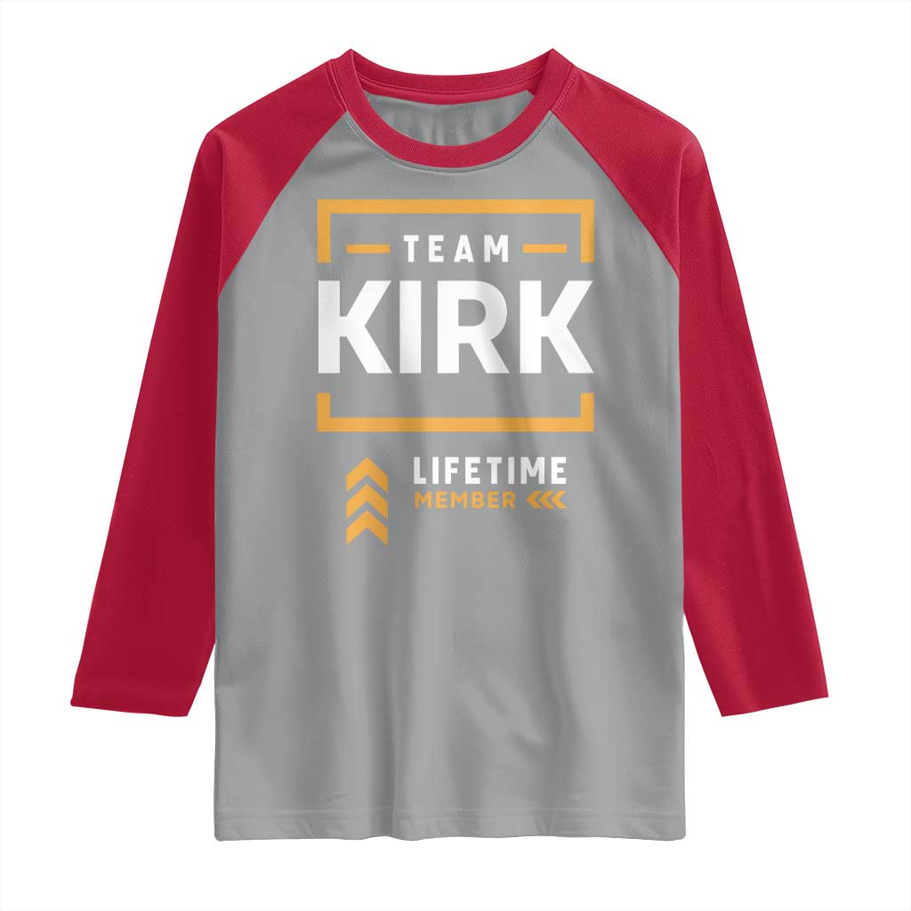 Team Kirk Lifetime Member Raglan Shirt American True Patriot Support TS02 Sport Gray Red Print Your Wear
