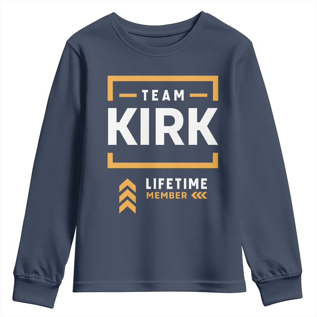 Team Kirk Lifetime Member Youth Sweatshirt American True Patriot Support TS02 Navy Print Your Wear