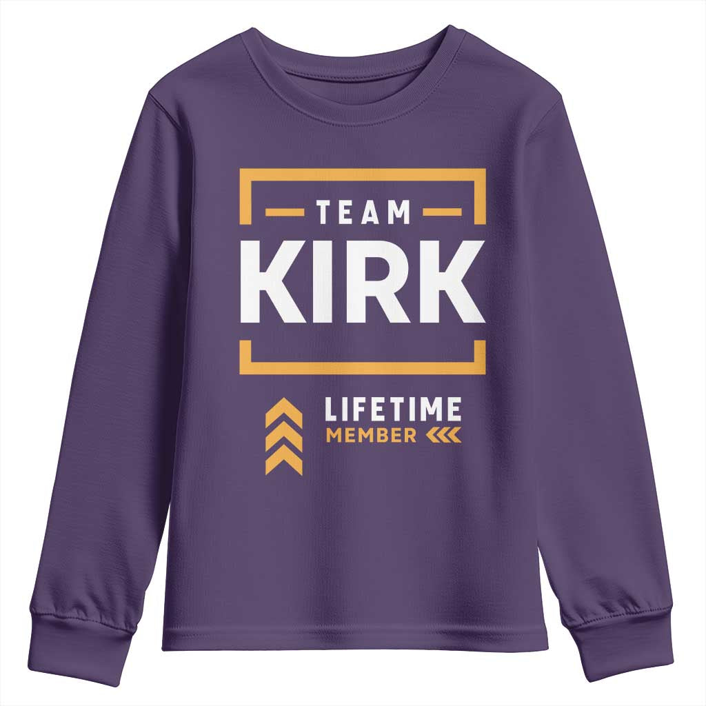 Team Kirk Lifetime Member Youth Sweatshirt American True Patriot Support TS02 Purple Print Your Wear