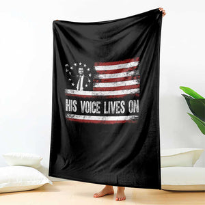 Charlie Kirk Memorial Throw Blanket His Voice Lives On Vintage Patriotic American Flag TS02 Print Your Wear