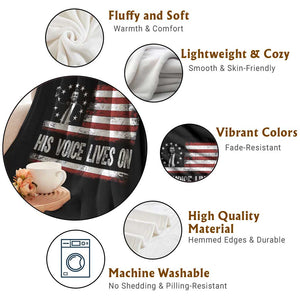 Charlie Kirk Memorial Throw Blanket His Voice Lives On Vintage Patriotic American Flag TS02 Print Your Wear