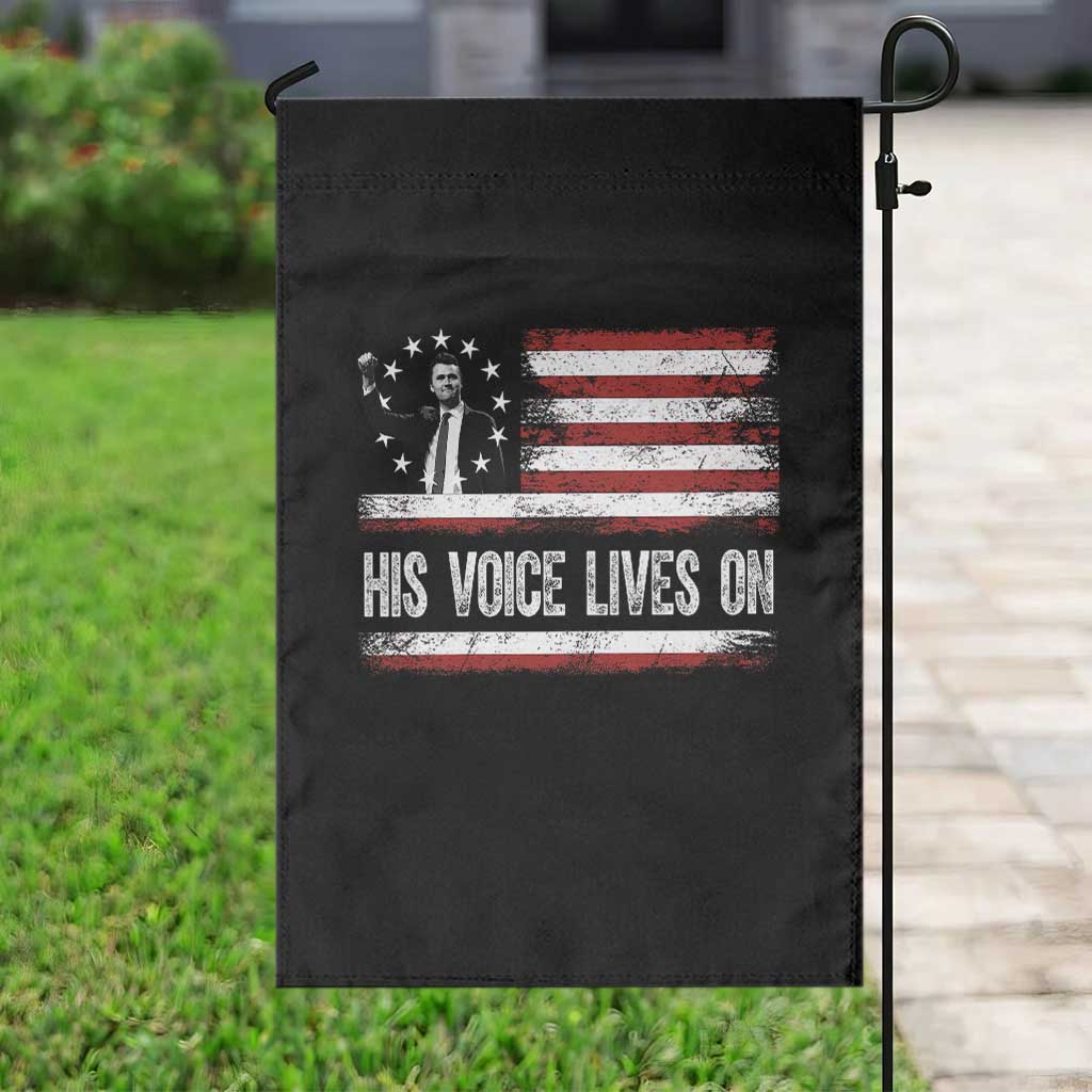 Charlie Kirk Memorial Garden Flag His Voice Lives On Vintage Patriotic American Flag TS02 Print Your Wear