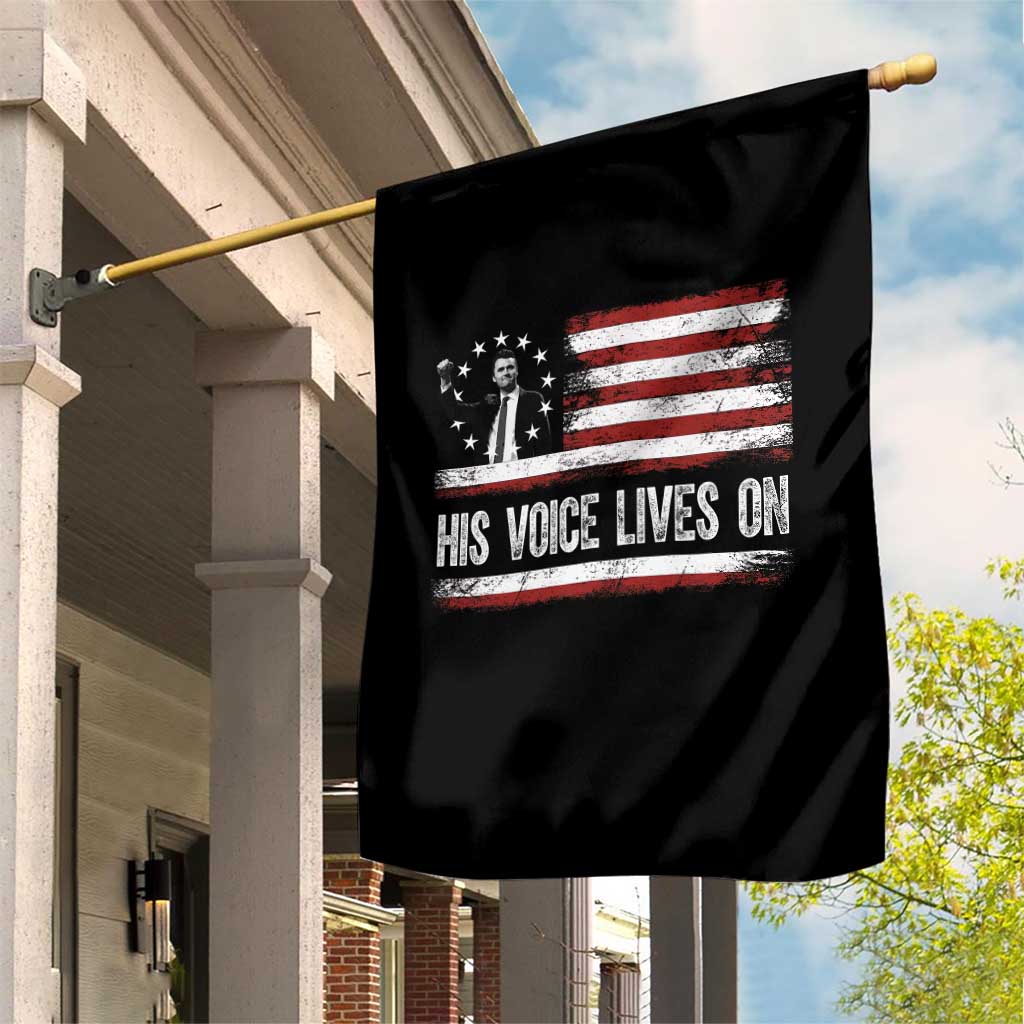 Charlie Kirk Memorial Garden Flag His Voice Lives On Vintage Patriotic American Flag TS02 Print Your Wear