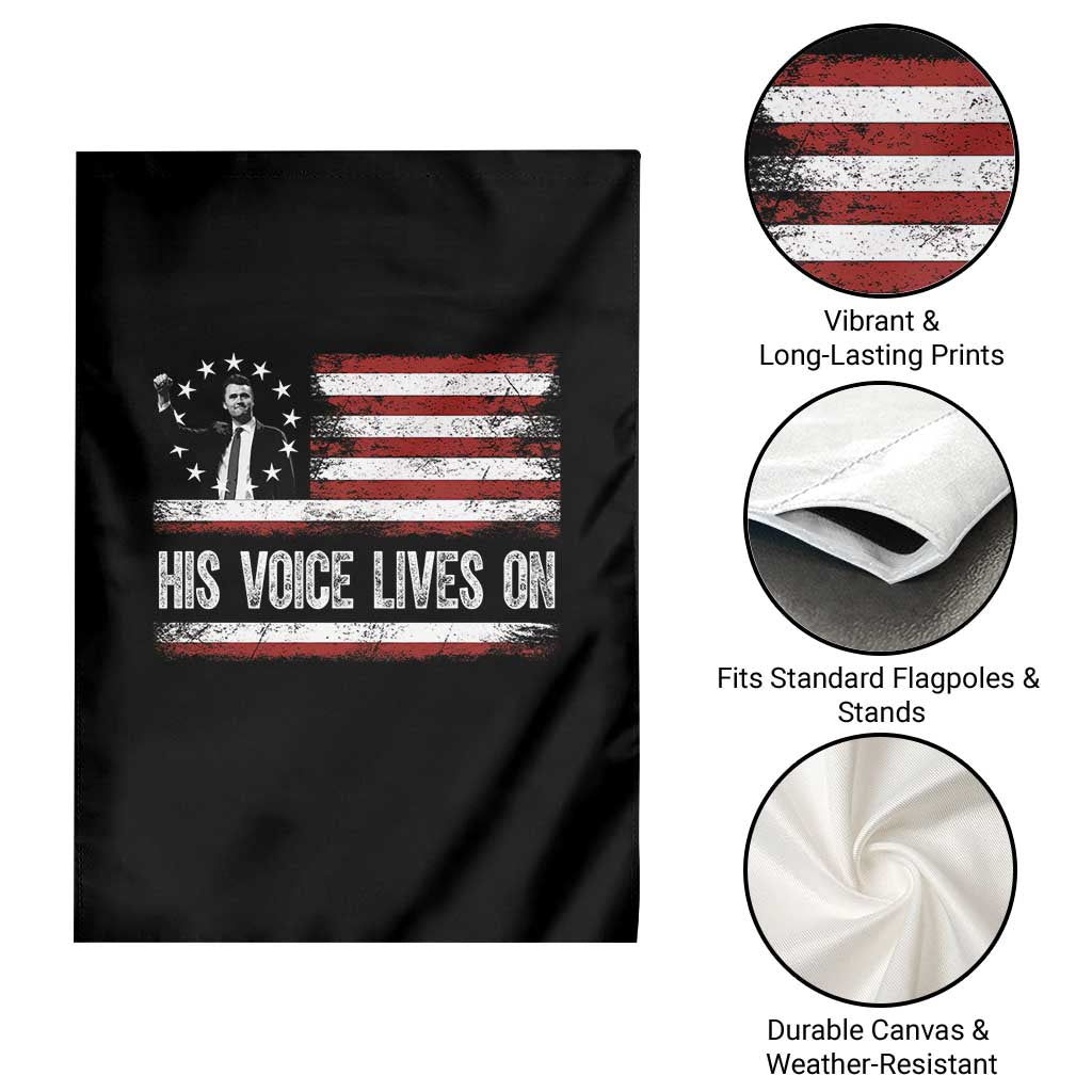 Charlie Kirk Memorial Garden Flag His Voice Lives On Vintage Patriotic American Flag TS02 Print Your Wear