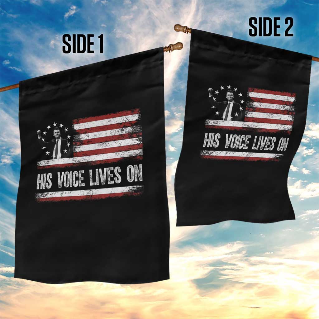 Charlie Kirk Memorial Garden Flag His Voice Lives On Vintage Patriotic American Flag TS02 Print Your Wear