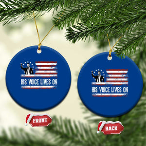 Charlie Kirk Memorial Ceramic Ornament His Voice Lives On Vintage Patriotic American Flag TS02 1pc Blue Print Your Wear