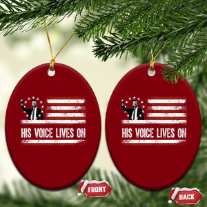 Charlie Kirk Memorial Ceramic Ornament His Voice Lives On Vintage Patriotic American Flag TS02 Print Your Wear