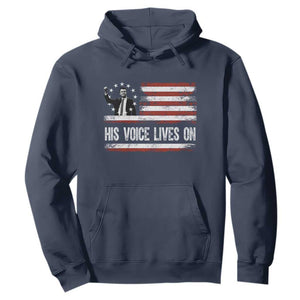 Charlie Kirk Memorial Hoodie His Voice Lives On Vintage Patriotic American Flag TS02 Navy Print Your Wear