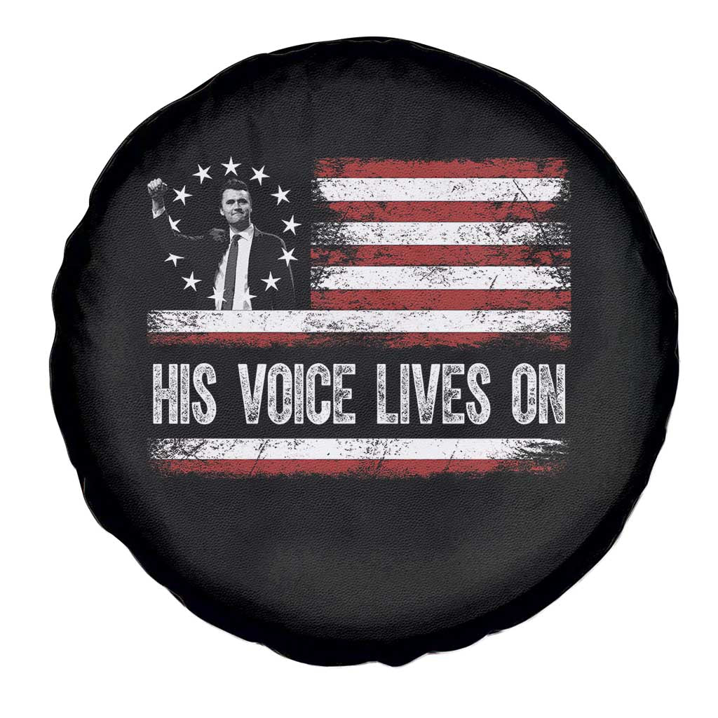 Charlie Kirk Memorial Spare Tire Cover His Voice Lives On Vintage Patriotic American Flag TS02 Print Your Wear