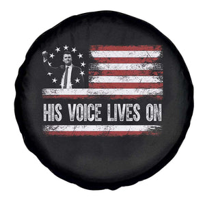 Charlie Kirk Memorial Spare Tire Cover His Voice Lives On Vintage Patriotic American Flag TS02 Print Your Wear