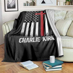 I Am Charlie Kirk Throw Blanket Christian Cross Faith American Falg TS02 Print Your Wear