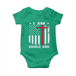 I Am Charlie Kirk Baby Onesie Christian Cross Faith American Flag TS02 Irish Green Print Your Wear