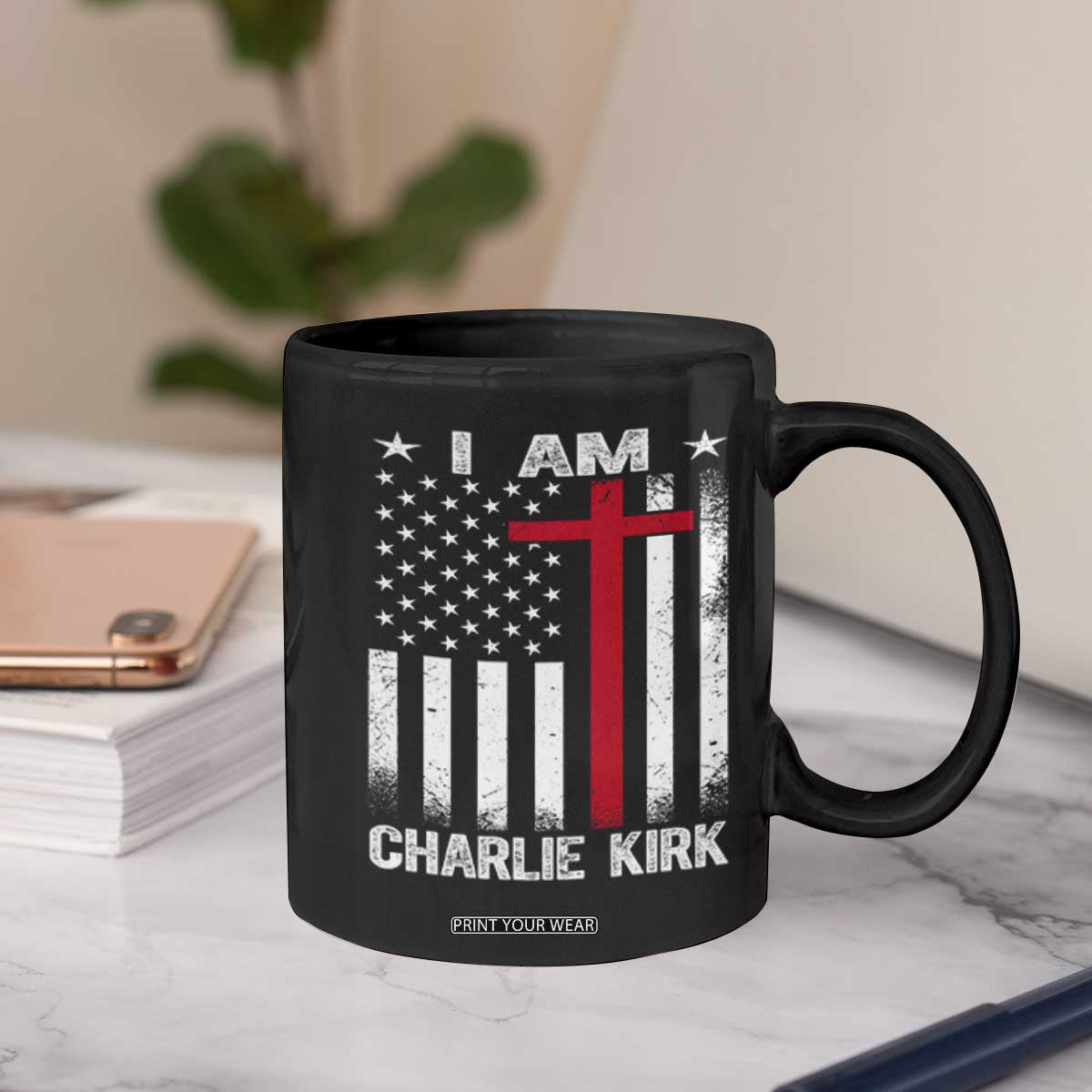 I Am Charlie Kirk Coffee Mug Christian Cross Faith American Flag TS02 Print Your Wear