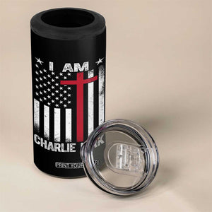 I Am Charlie Kirk 4 in 1 Can Cooler Tumbler Christian Cross Faith American Falg TS02 Print Your Wear