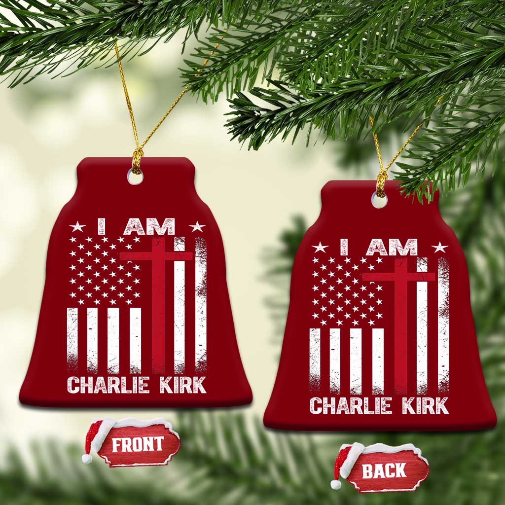 I Am Charlie Kirk Ceramic Ornament Christian Cross Faith American Flag TS02 Print Your Wear