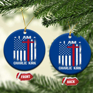I Am Charlie Kirk Ceramic Ornament Christian Cross Faith American Falg TS02 1pc Blue Print Your Wear
