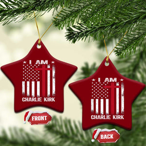 I Am Charlie Kirk Ceramic Ornament Christian Cross Faith American Falg TS02 Print Your Wear