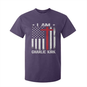 I Am Charlie Kirk T Shirt For Kid Christian Cross Faith American Flag TS02 Purple Print Your Wear