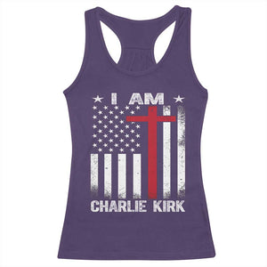 I Am Charlie Kirk Racerback Tank Top Christian Cross Faith American Flag TS02 Purple Print Your Wear