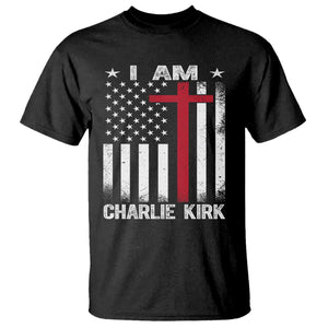 I Am Charlie Kirk T Shirt Christian Cross Faith American Flag TS02 Black Print Your Wear