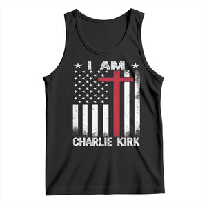 I Am Charlie Kirk Tank Top Christian Cross Faith American Flag TS02 Black Print Your Wear