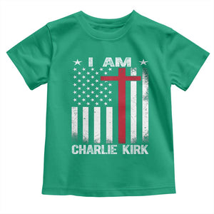 I Am Charlie Kirk Toddler T Shirt Christian Cross Faith American Flag TS02 Irish Green Print Your Wear