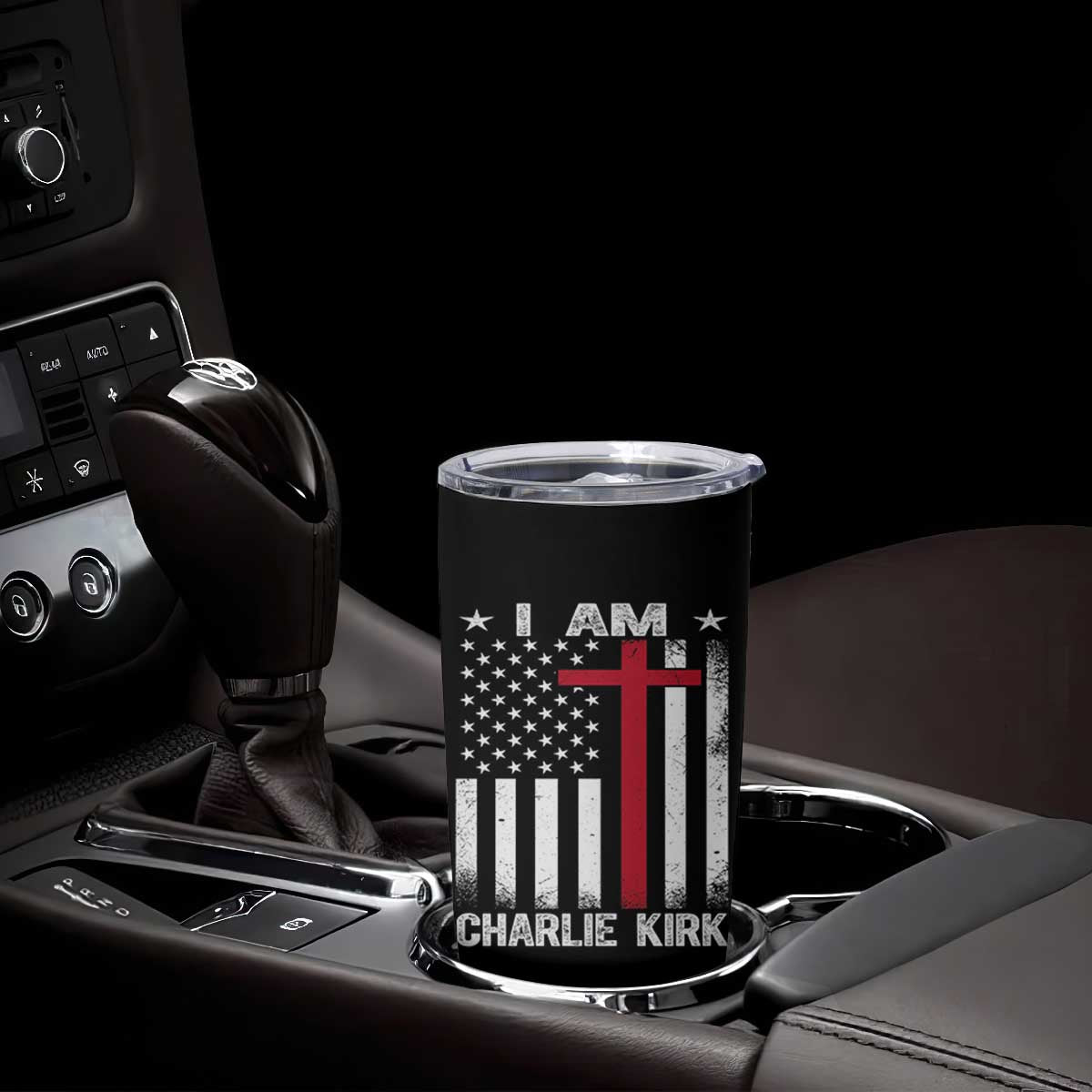 I Am Charlie Kirk Tumbler Cup Christian Cross Faith American Flag TS02 Print Your Wear