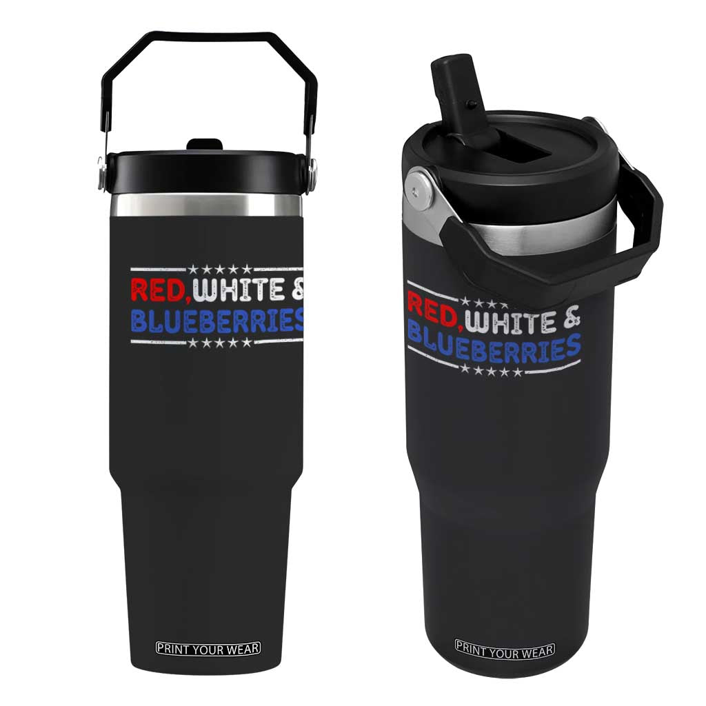 Red White and Blueberries Flip Straw Tumbler Patriotic Tribute Memorial TS02 One Size: 30 oz Black Print Your Wear