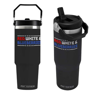 Red White and Blueberries Flip Straw Tumbler Patriotic Tribute Memorial TS02 One Size: 30 oz Black Print Your Wear