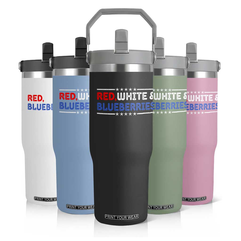 Red White and Blueberries Flip Straw Tumbler Patriotic Tribute Memorial TS02 Print Your Wear