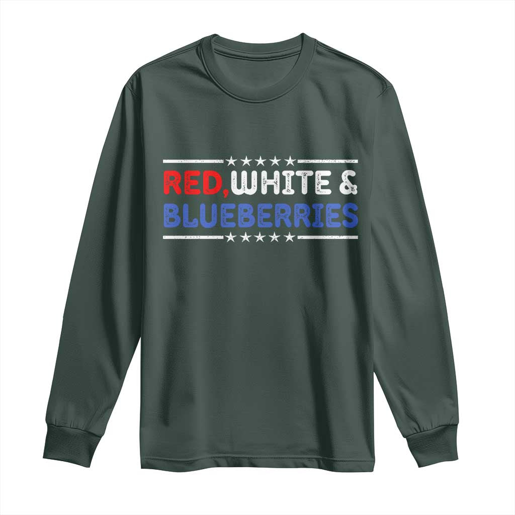 Red White and Blueberries Long Sleeve Shirt Patriotic Tribute Memorial TS02 Dark Forest Green Print Your Wear