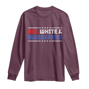 Red White and Blueberries Long Sleeve Shirt Patriotic Tribute Memorial TS02 Maroon Print Your Wear