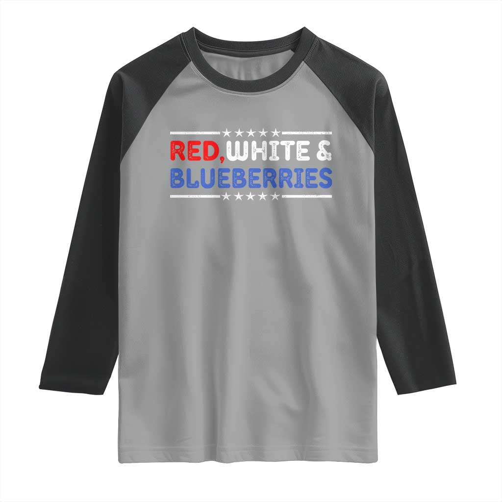 Red White and Blueberries Raglan Shirt Patriotic Tribute Memorial TS02 Sport Gray Black Print Your Wear