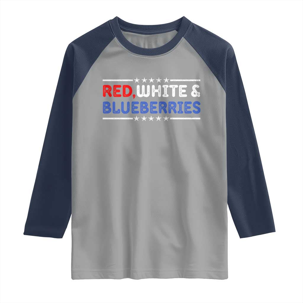 Red White and Blueberries Raglan Shirt Patriotic Tribute Memorial TS02 Sport Gray Navy Print Your Wear