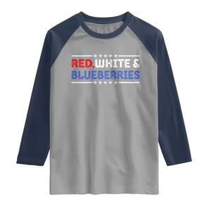 Red White and Blueberries Raglan Shirt Patriotic Tribute Memorial TS02 Sport Gray Navy Print Your Wear